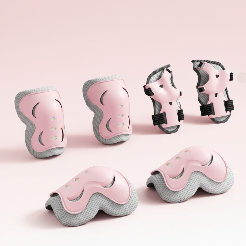 Kit protection enfant rose genouillères coudières poignets | PROJETVELO