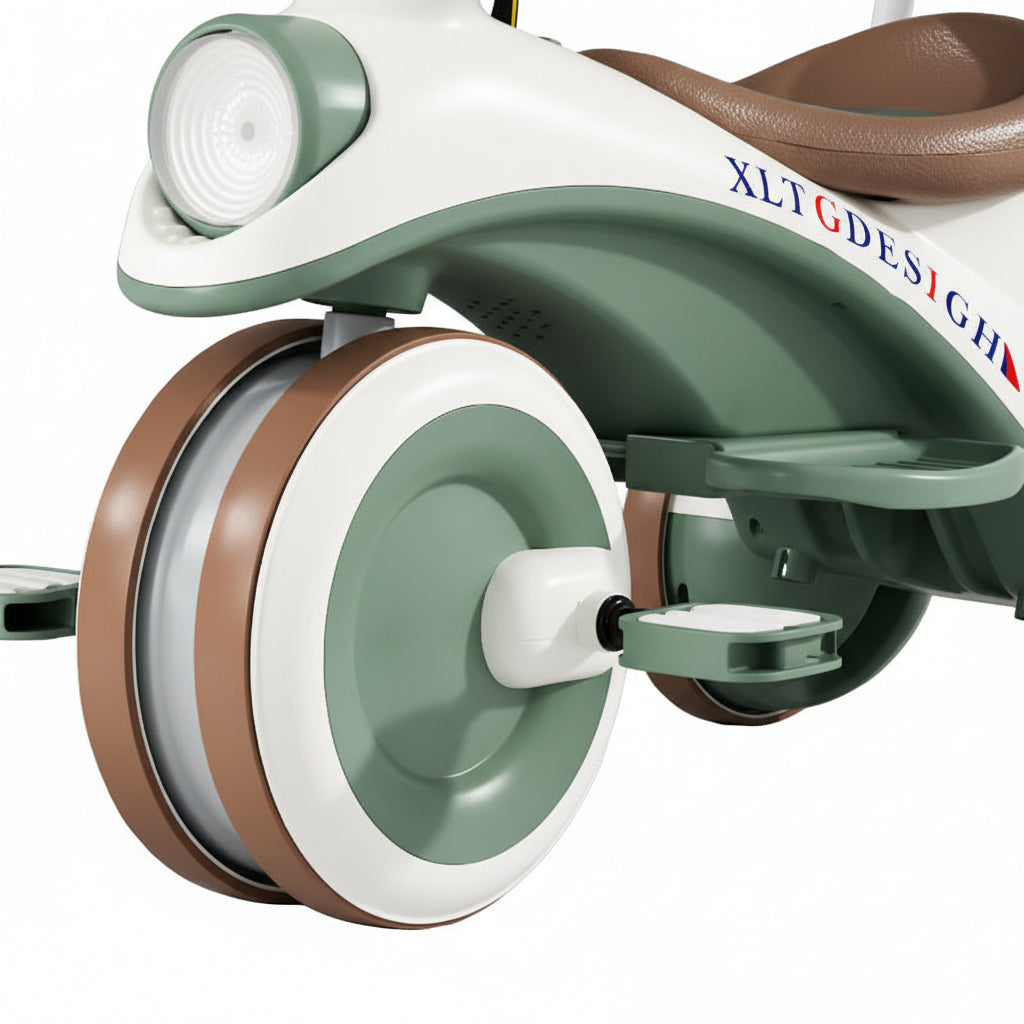 Tricycle enfant pousseur barre parentale auvent selon modèle | PROJETVELO
