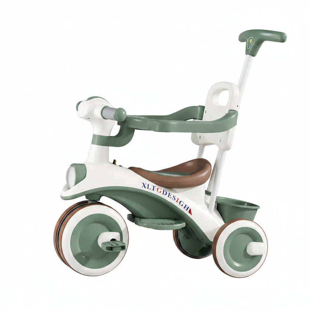 Tricycle enfant pousseur barre parentale auvent selon modèle | PROJETVELO