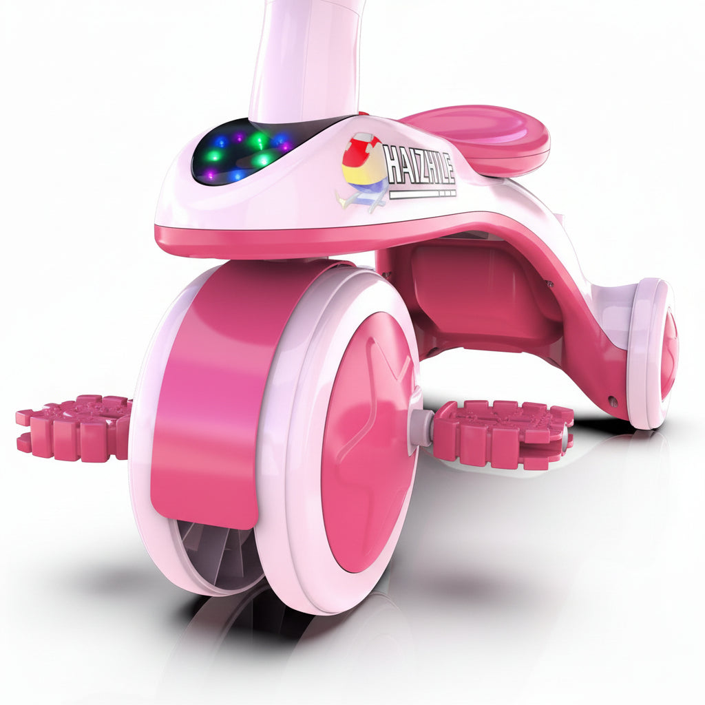Tricycle enfant lumineux roues mousse musique Rose | PROJETVELO