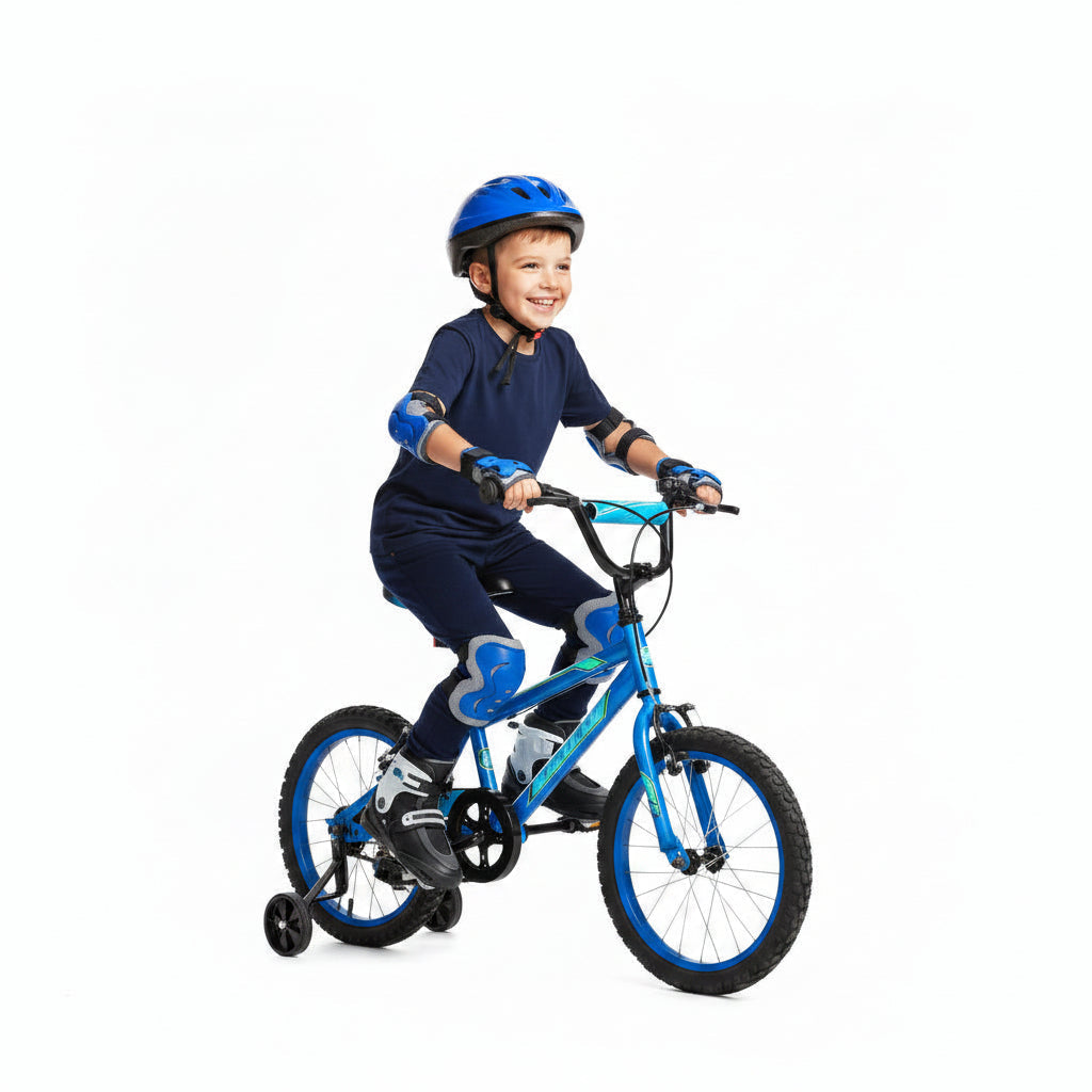 Kit protection enfant bleu genouillères coudières poignets | PROJETVELO