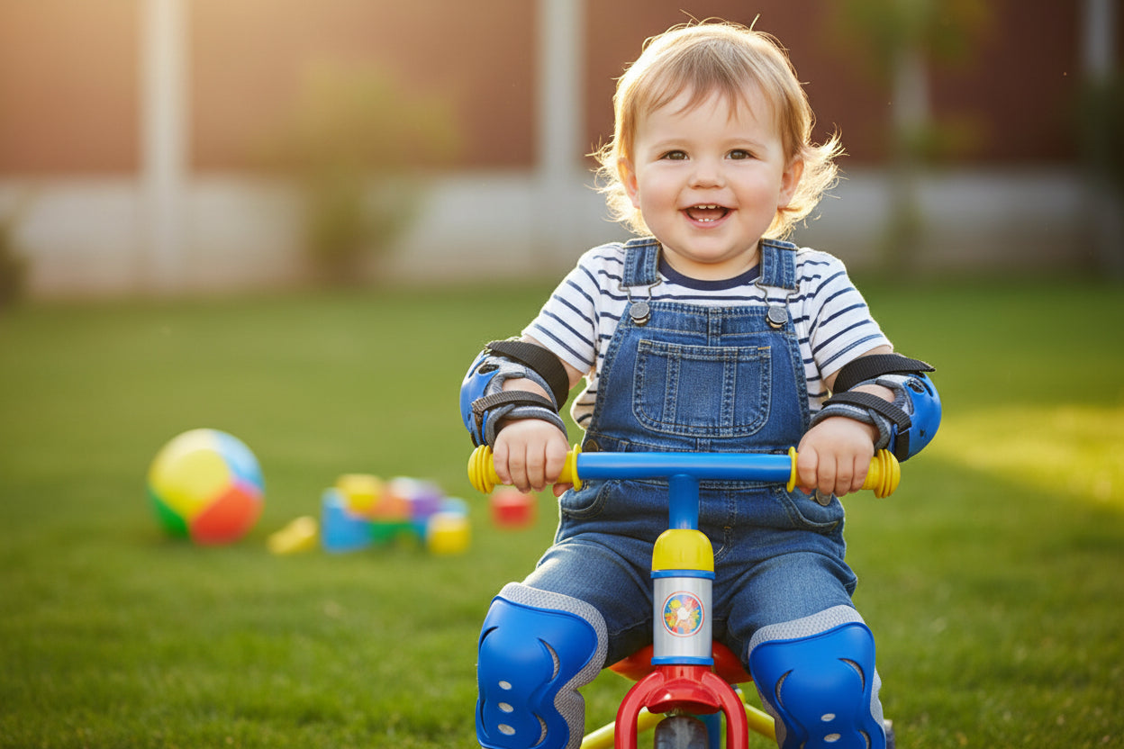 Kit protection enfant bleu genouillères coudières poignets | PROJETVELO