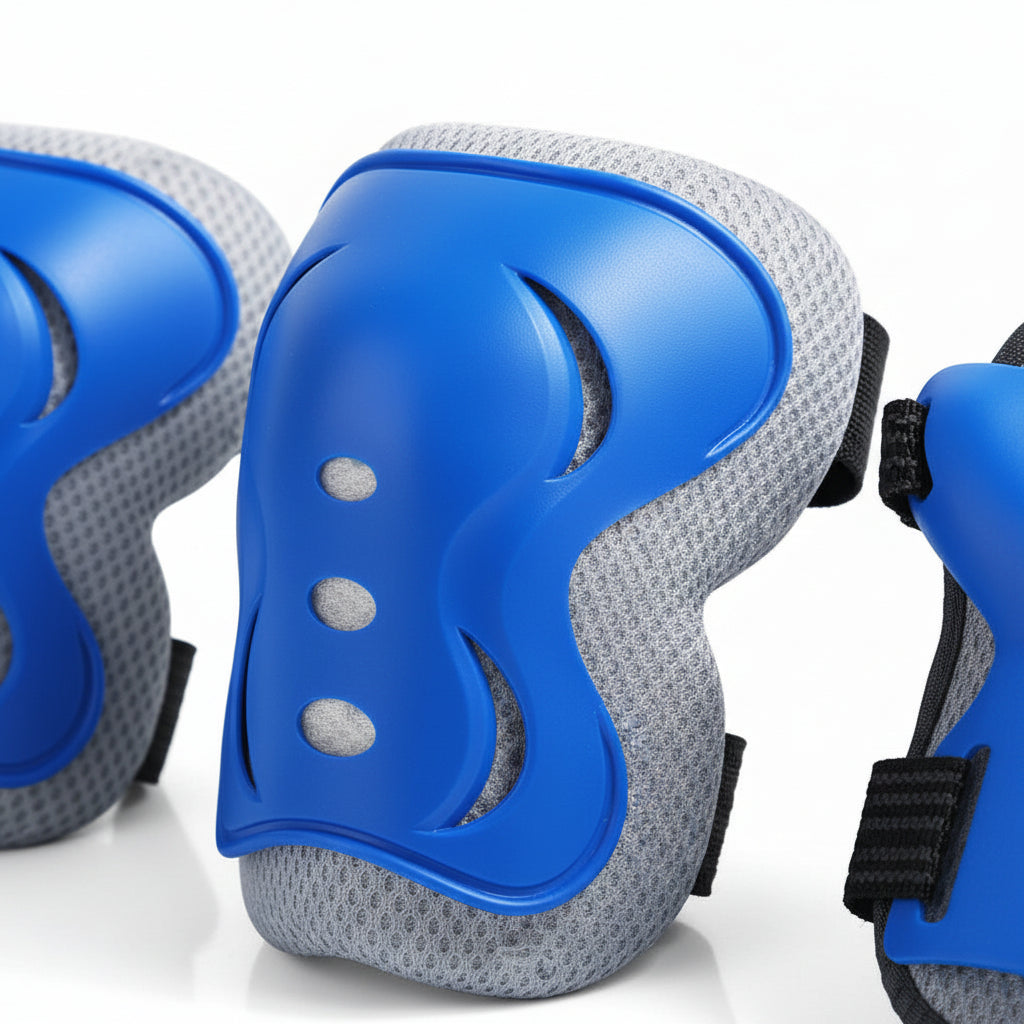 Kit protection enfant bleu genouillères coudières poignets | PROJETVELO