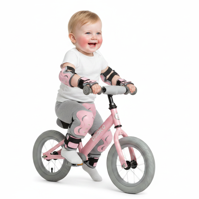 Kit protection enfant rose genouillères coudières poignets | PROJETVELO